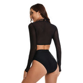 Rashguard-Badeanzug, langärmliger Badeanzug, 2-teilig, bauchfreie Tops